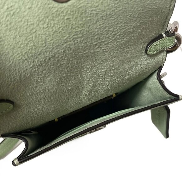 Auth COACH Phone Crossbody CH815 Light Green Leather - Shoulder Bag - Picture 7 of 8